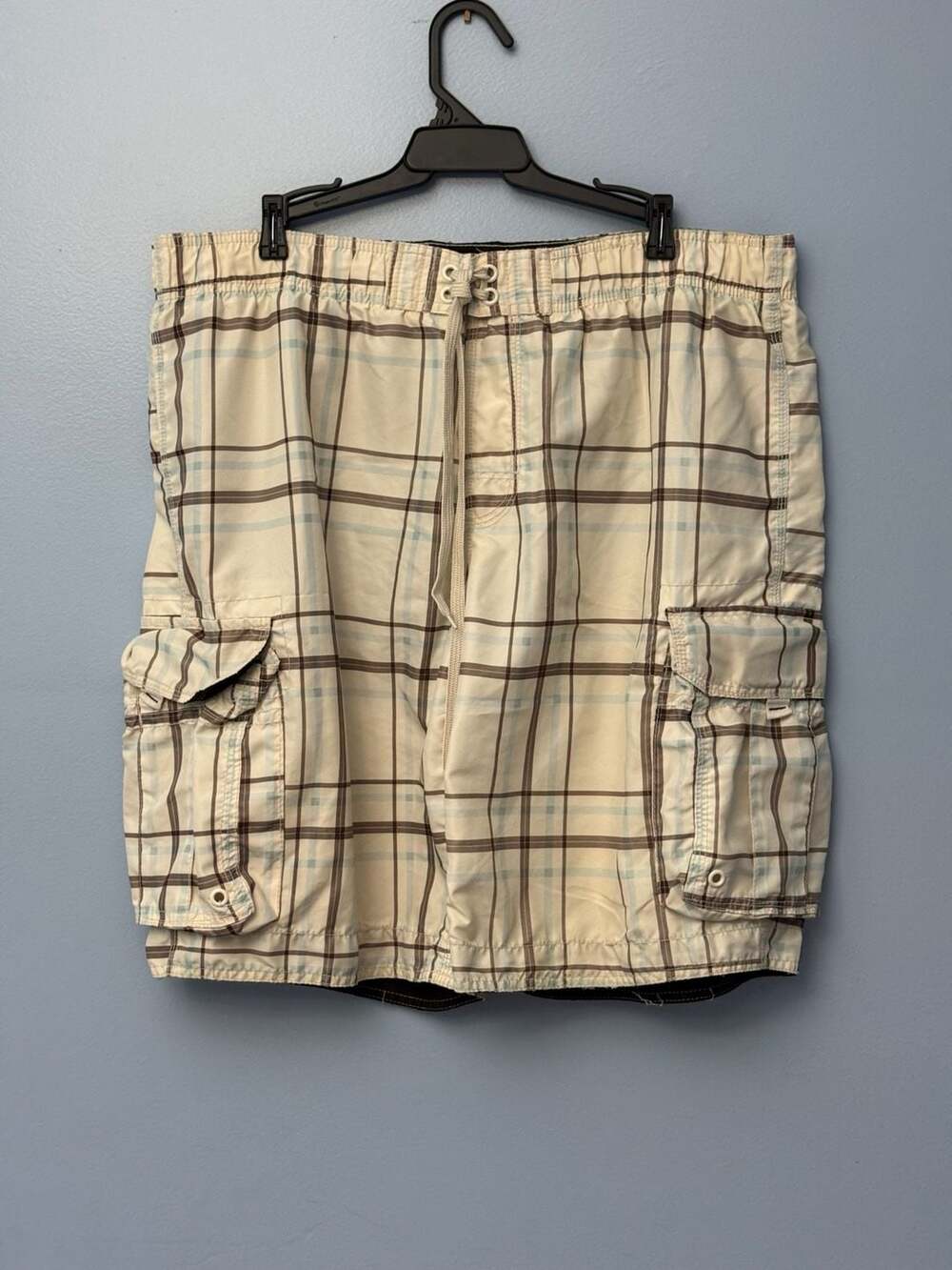 Arizona Jean Company Mens Plaid Cargo Swim Trunks Board Shorts Size L
